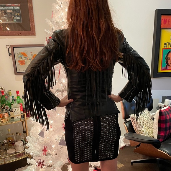 Vintage leather jacket with fringes - Picture 4 of 4